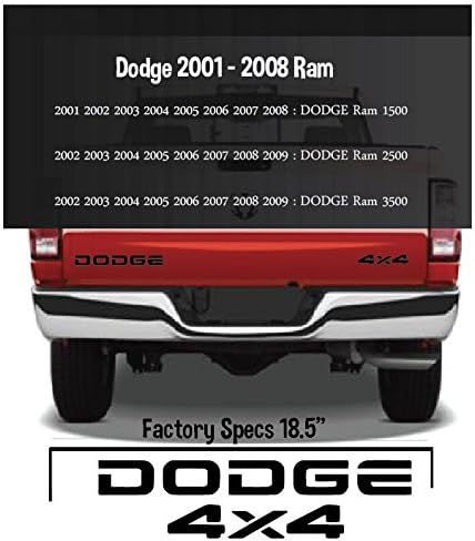 2001 to 2008 Dodge Ram, Tailgate Dodge and 4x4 Precision Cut Decals, Set 18.5"W