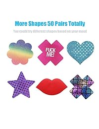 Nipple Covers, Toplee 50 Pairs Multi Design Disposable Adhesive Nipplecovers Womens Pasties Satin Breast Pasties Stickers