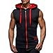 Men's Workout Sleeveless Zip-up Hoodie Gillet Sweatshirt Jacket
