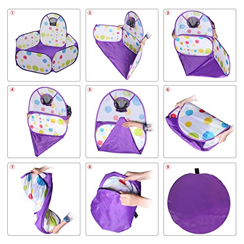 LPRTALK Kids Purple Ball Pit Ball Tent Toddler Ball Pit with Basketball Hoop and Zippered Storage Bag for Toddlers 4 Ft/120CM (Balls not Included) - Thumbnail 6