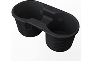 HALOBLK Center Console Cup Holder Insert for 2021-2024 Tesla Model Y & 2021-2023 Model 3 [Not Fit for 2024 Model 3 Highland], Removable & Washable Silicone with Key Card Design (Black)