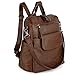 UTO Women Backpack Purse 3 ways PU Washed Leather Ladies Rucksack Shoulder Bag Brown