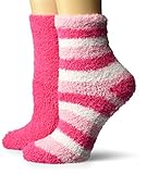 Dr. Scholl's Women's 2 Pack Spa Stripe Crew Socks, Pink, Shoe Size 4-10 (Medium)