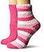 Dr. Scholl's Women's 2 Pack Spa Stripe Crew Socks, Pink, Shoe Size 4-10 (Medium)