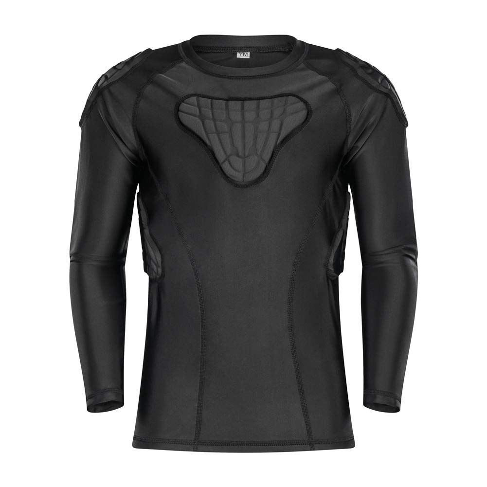DGYAO Kids Sports Protective Padded Compression Tops Long Sleeve Shirt Rib Chest Elbow Protector Sports Gear for Rugby Basketball Football Skateboarding