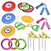 FUN LITTLE TOYS 5 Outdoor Games Set Kids Outdoor Toys with 6 Flying Discs, Zip Ball, Toss and Catch Game, Ring Toss Game and 2 Jump Ropes