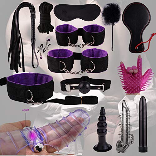 WANGLAOJIN-Completo-da-Yoga-Viola-Bondage-Sexy-Coppia-in-Peluche-14-Pezzi-B368