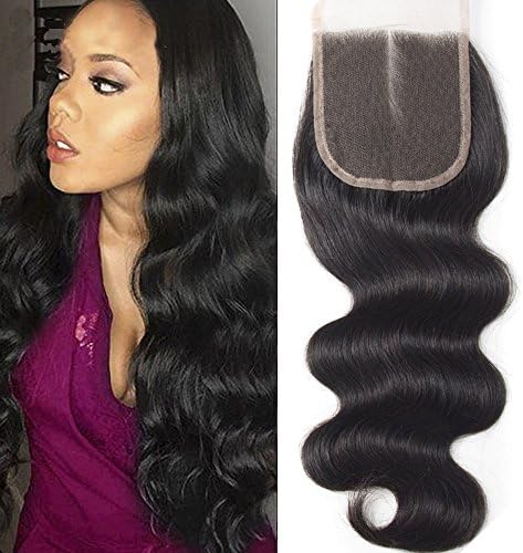 ZM Hair Lace Closure Human Hair 4x4 Body Wave Deluxe Virgin Brazilian Hair Full Lace Front Top Base Middle Part Lace Frontal Closure For Wig Making(8 Inch)