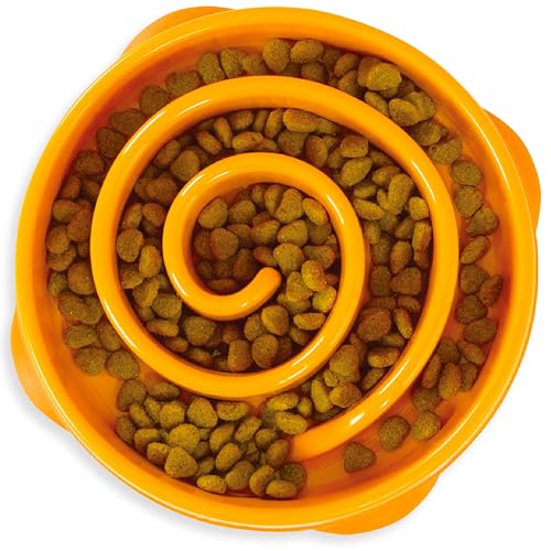 Outward Hound Slow Feeder Dog Bowl, Medium, Orange