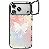 CASETiFY Impact Ring Stand iPhone 17 Pro Max Case [Kickstand/Compatible with Magsafe / 6.5 ft. 3X Military Grade Drop Protection] - You Give Me Butterflies - Clear Black