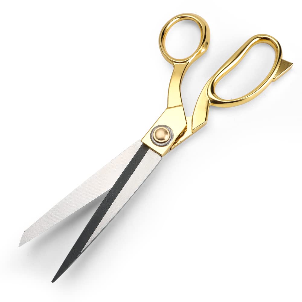 Sewing Scissors, Professional Tailor Scissors, Stainless Steel, Titanium Handle, Scissors for Cutting Fabric, Leather, Clothing, (26cm, 999)