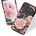 RabeMall Samsung Galaxy S7 Case Unique Pretty Flowers for Girls/Women Anti-Fingerprint Three Layer High Impact Resistant Hybrid Shockproof Protective Cover,Floral Black