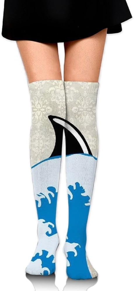 Women's Surffing Shark Fashion Over Knee Thigh High Socks Stockings Length: 65 Cm