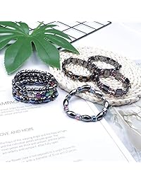 Milacolato 8Pcs Hematite Bracelet for Men Women Magnetic Therapy Bracelet Healthcare Weight Loss Pain Relief Bracelets Strand Bracelets Sets