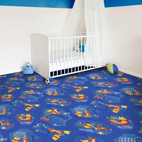 Kinder Teppichboden Winnie Pooh Blau Auslegware Kinder