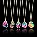 TLOOWY Clearance Natural Rainbow Irregular Quartz Stone Rock Pendant Crystal Gemstone Necklace Gold Plated Wire Wrap Birthstone Jewelry Gifts for Women Girls (Rainbow)
