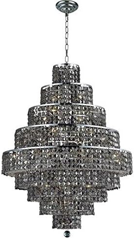Chantal Chrome Contemporary 20-Light Hanging Chandelier Heirloom Handcut Crystal in Silver Shade (Grey)-1734D30C-SS-RC--30" W/D