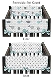 Sweet Jojo Designs 2-Piece Turquoise Blue and Gray Earth Sky Birds Geometric Print Teething Protector Cover Wrap Baby Crib Side Rail Guards