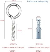 Lemiyoo 30x M4 Stainless Steel Eye Screws Hooks Heavy Duty Eyelet Bolts Wood view 2