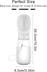 COTOP Portable Dog Water Bottle 550ml White with Bowl Leakproof view 7