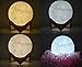 Led Moon Nightlight Lamp 5.1 Inch w/ Wooden Base. 3 Cool/Warm Color Lights. Child’s Room, Living Room, Dining Room, for a Decorative Fun or Romantic Atmosphere. Novel Gift by Homabe