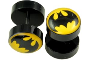 BODYJEWELRYONLINE ACCmall Fake Ear Plugs Batman 16G-10mm(00G) 2pcs