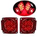 AUDEW Pair Square Tail Brake Lights Kit Water Resistant LED Side Marker for Boat/ Trailer Stop License Tail Brake