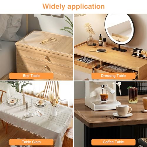 PUEAZU Large Transparent Desk Mat 90x40cm, Transparent Desk Protector PVC 1.5mm, Writing Mat Non-Slip Waterproof Desk Mat for Office/Home