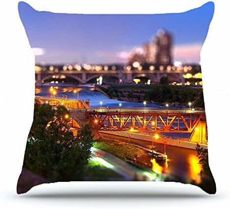 Hubery Throw Pillowcase 18 X 18 Inches 100% Cotton Pillowcases Decorative Cushion Covers with Hidden Zipper Decor - City From a series of lights Night City For Indoor