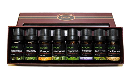 100% Pure Therapeutic Grade Essential Oil Top 8 Bottles of 10ML Scents Combo Set (Frankincense, Rosemary, Peppermint, Lavender, Eucalyptus, Lemongrass, Tea Tree, Orange) Aromatherapy