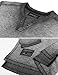 ZIMEGO Mens Long Sleeve Casual Shirt - Vintage V Notch Henley, Charcoal, Large