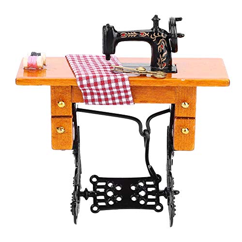 Fdit Puppenhaus Miniaturmöbel Holz Nähmaschine für Puppenhaus Zubehör Dekor Spielzeug Handwerk Dekoration 1:12