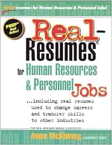 Real Resumes For Human Resources And Personnel Jobs