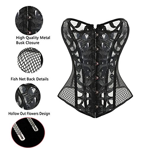 Beauty-You-Donna-Gotico-Corsetto-Bustino-Burlesque-Plus-Dimensioni-con-g-string-Maglia