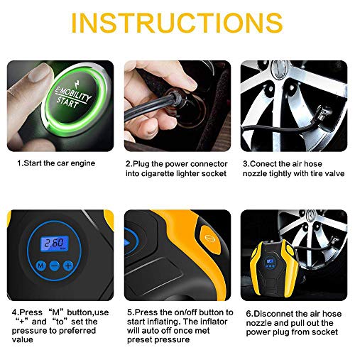 image for Bouanq Air Compressor Tire Inflator, 12V 150PSI Car Portable Electric 