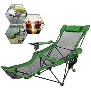 Chrisun Chaise De Camping Pliante Avec Repose-pieds Chaise Longue En Résille Avec Porte-tasse Et Chaise De Camping…