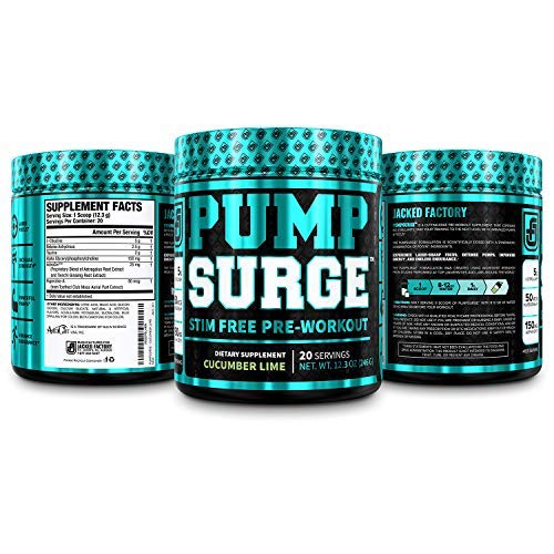 PUMPSURGE Caffeine Free Pump & Nootropic Pre Workout Supplement Non