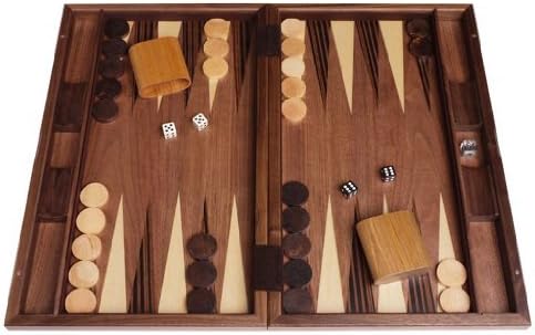 Classic Wood Backgammon Set - Board Game - Walnut Inlay 19"