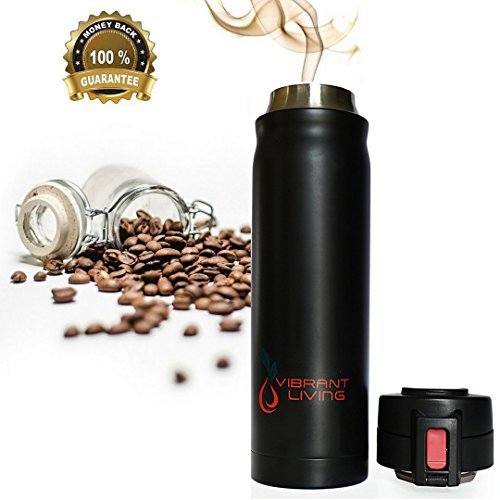 Vibrant Living Stainless Steel Vacuum Insulated Travel Mug with Push