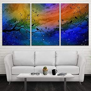 wall26 3 Panel Canvas Wall Art Starry Space...