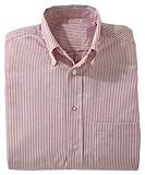 Ed Garments Women's Button Down Oxford Shirt, BURGUNDY STRIPE, Large