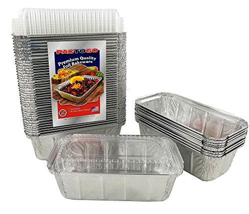 Pactogo 1 1/2 lb. IVC Disposable Aluminum Foil Loaf Bread Pan w/Clear Dome Lid (8