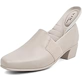 VJH confort Women's Dress Pumps Chunky Heel Loafers Slip On Square Toe Comfortable Work Shoes Lightweight
