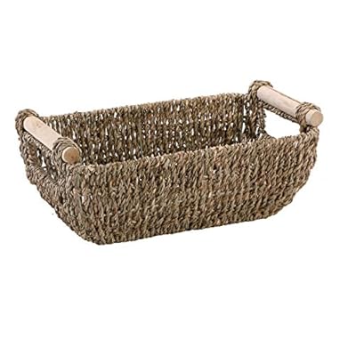 Hoffmaster BSK3000 Seagrass Basket with Handles, 4.25" Height, 6.25" Width, 12" Length, Dark Brown 51QAE7m7EjL