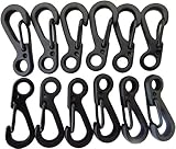 Mini SF Carabiners - 12pcs/Lot Spring Snap Backpack Clasps Small Climbing Hanging Buckle, Metal EDC Keychain Carabiner Clip For Camping Bottle Hooks Paracord Rope Tactical Survival Gear (Black, 12)