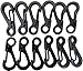 Mini SF Carabiners - 12pcs/Lot Spring Snap Backpack Clasps Small Climbing Hanging Buckle, Metal EDC Keychain Carabiner Clip For Camping Bottle Hooks Paracord Rope Tactical Survival Gear (Black, 12)
