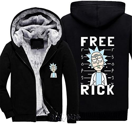 Men Winter Jackets Coats Rick and Morty hoodie Anime Hooded Thick Zipper Sweatshirts 5 XXL