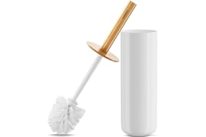 SUBEKYU Toilet Brush, Toilet Bowl Brush and Holder Set, Bathroom Toilet Bowl Cleaner Scrub Brush Set Scrubber for Deep Cleaning, White