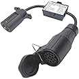 CARROFIX US Vehicle 7-Way Blade Connector to European 13-Pin Round Trailer Light Converter - Plug and Play Design