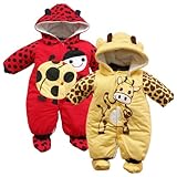 Baby Ladybug and Cows Warm Body Suit Autumn and Winter Clothing Baby Romper